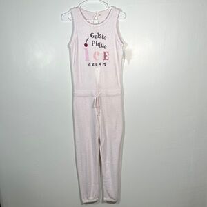 Gelato Pique Ice Cream Knit Jumpsuit Pink Cozy Soft Lounge Pajama One Size (S-M)